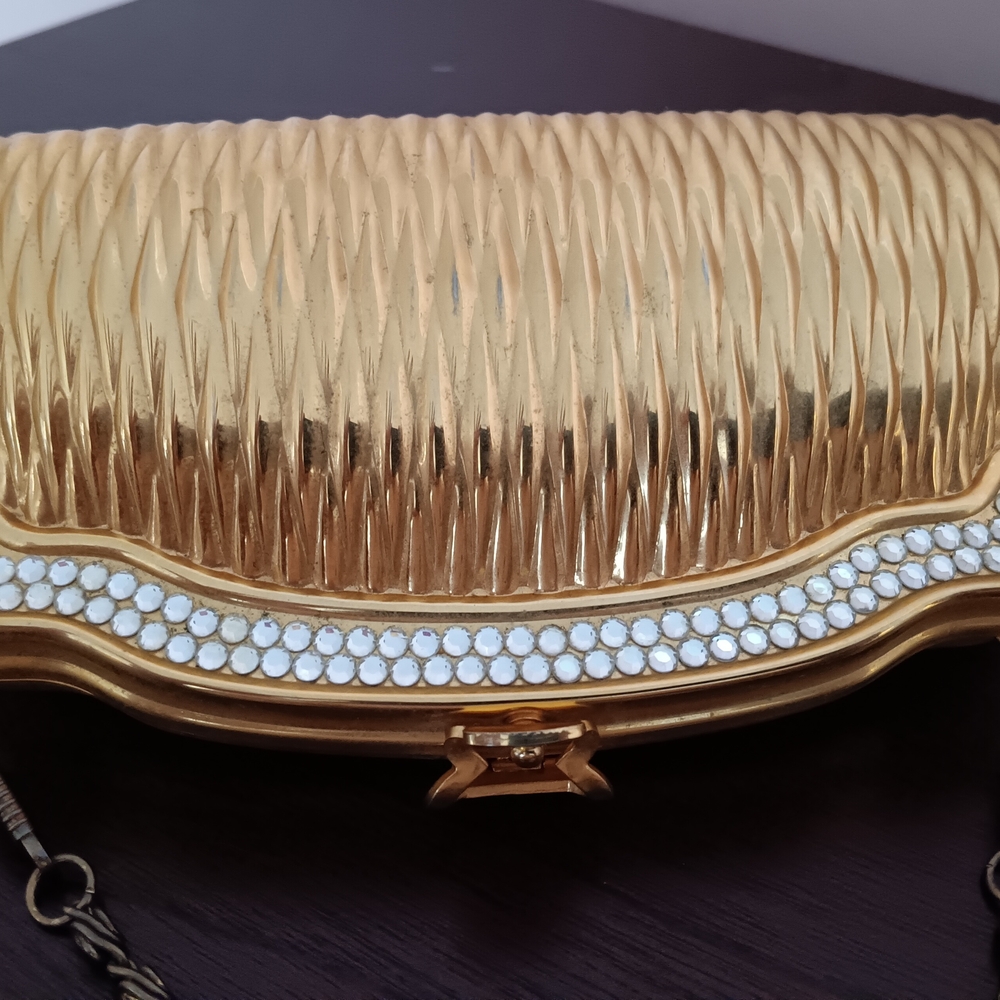 Elegant Gold Clutch with Rhinestone Detail